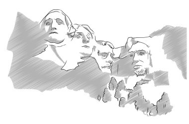 Rushmore Dağı heykel vektör çizim kabataslak