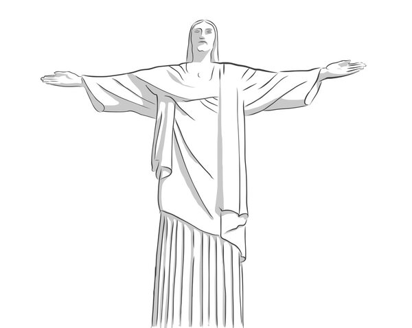 Christ the Redeemer statue Outline Sketch
