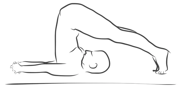 Halasana Plow Pose, Figura de Yoga — Vector de stock