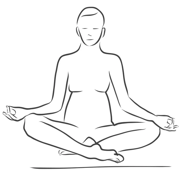 Sukhasana lätt posera, Yoga figur — Stock vektor