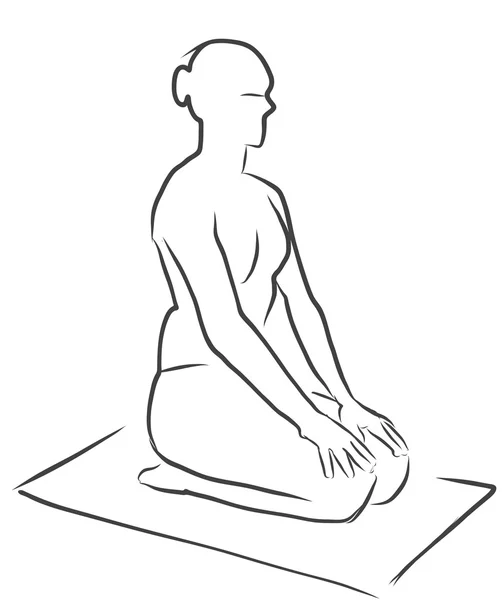Vajrasana Diamant-Pose, Yoga-Figur — Stockvektor