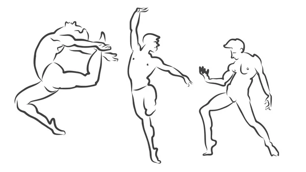 Hombres bailando dibujo actor poses — Vector de stock