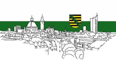 Leipzig manzarası vektör anahat kroki