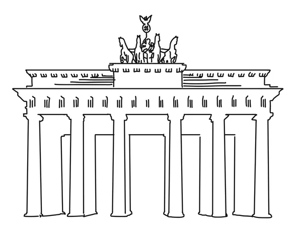 Brandenburgi kapu Berlinben, vektoralakzatok vázlat — Stock Vector