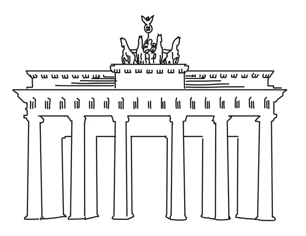 브란덴부르크 문 베를린, 벡터 개요 아트 워크 — 스톡 벡터
