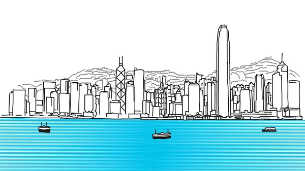 Hong Kong Skyline Panorama — Stock Vector