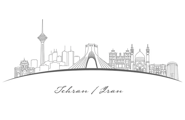 Teerã Monumentos famosos Panorama — Vetor de Stock
