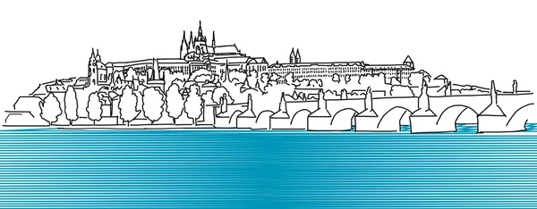 Praag Hradschin Vector overzicht schets — Stockvector