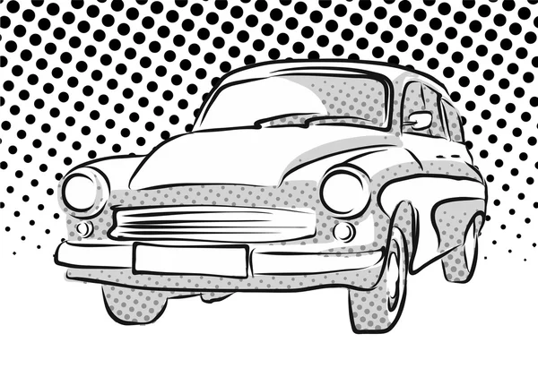 Antiguo coche de Alemania del Este, fondo punteado — Vector de stock