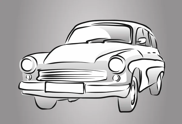 Antiguo coche de Alemania del Este, dibujo sombreado gris — Archivo Imágenes Vectoriales