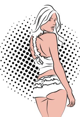 Arkasından bir dantel iç çamaşırı seksi kadın, 