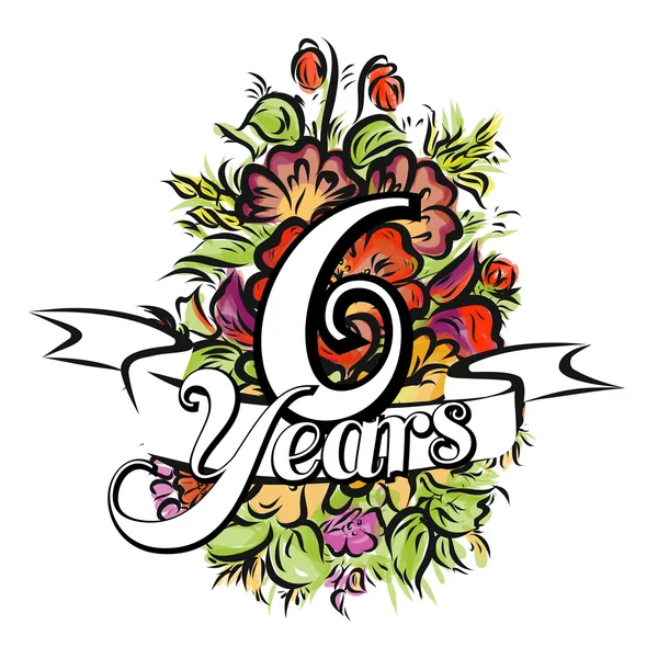 6 Years Greeting Card Design — Stock Vector