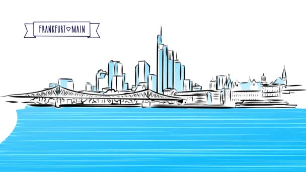 Франкфуртский баннер Skyline с заголовком — стоковое видео