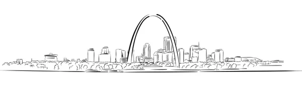 St Louis, Missouri, ręcznie rysowane kontur szkicu — Wektor stockowy