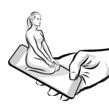 Yoga Thunderbolt poz app, 3d kavramı kroki