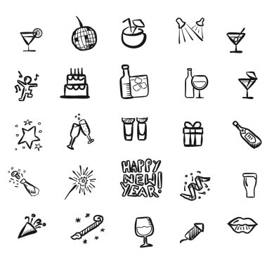 Yeni yıl partisi Doodles