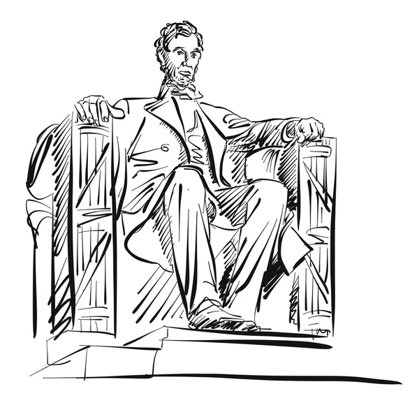 Abraham Lincoln Freehand Sketch - Stok Vektor