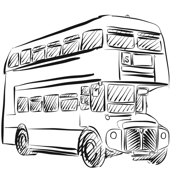 Schizzo a mano libera dell'autobus di Londra — Vettoriale Stock