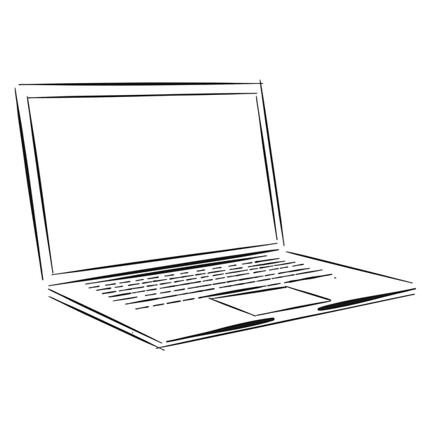 Laptop overzicht schets — Stockvector