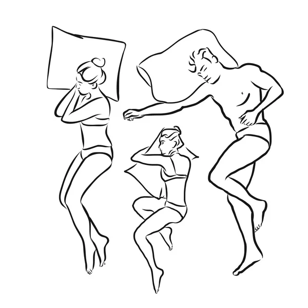 Különböző emberek alszik együtt — Stock Vector