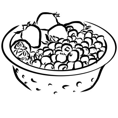 Kova ile Huckleberrys ve Strawberrys kabataslak anahat vektör