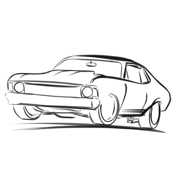 Bosquejo del contorno del coche del músculo viejo — Vector de stock