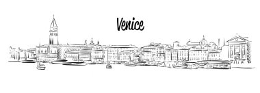 Venedik manzarası, İtalya, el çizilmiş vektör kroki