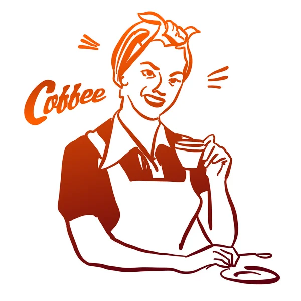 Frau hält Tasse Kaffee in der Hand — Stockvektor