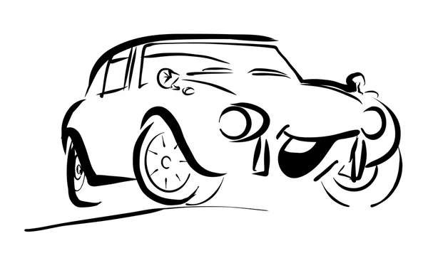 Sencillo deportivo sonriente Cómic Coche — Vector de stock