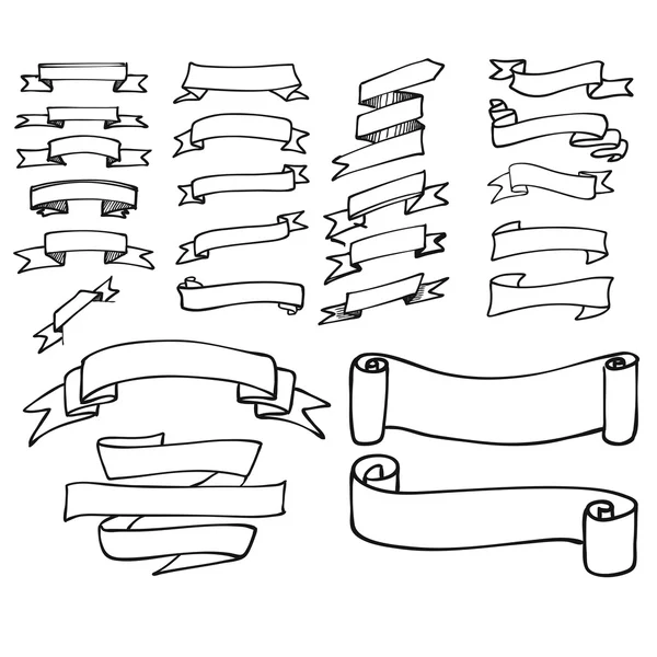 Einfache Umrisse Banner und Bändchen Sammlung — Stockvektor