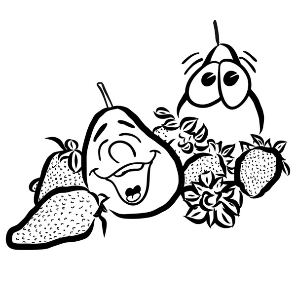 Laughing Pears e Morango Frutas — Vetor de Stock