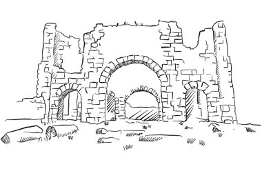 Aspendos Bazilikası'nın eski Türkiye mimarisi