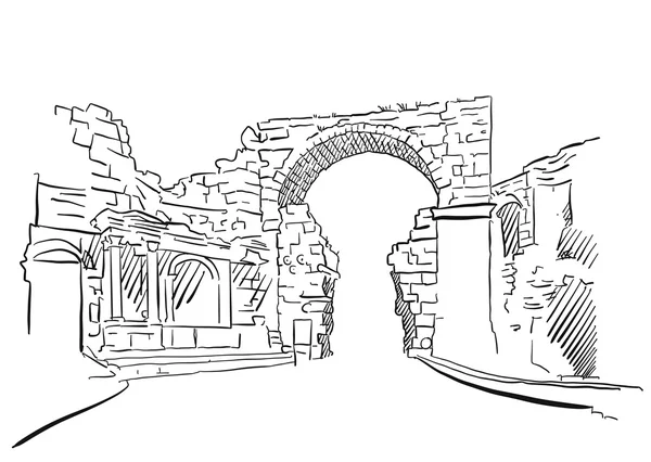 Lado de Turquia, Vespasiano antigo portão — Vetor de Stock