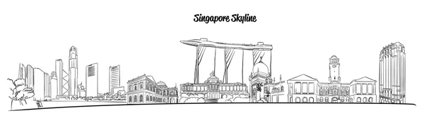 Singapore Hand drawn Vector Skyline — Stock Vector