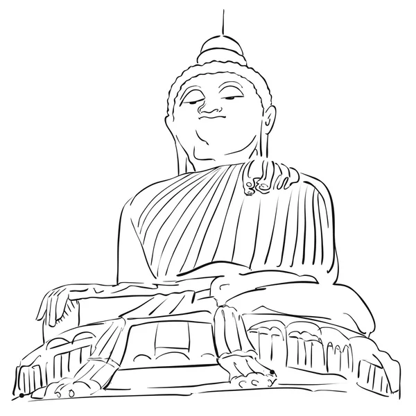 Grande disegno del profilo di Buddha Phuket — Vettoriale Stock