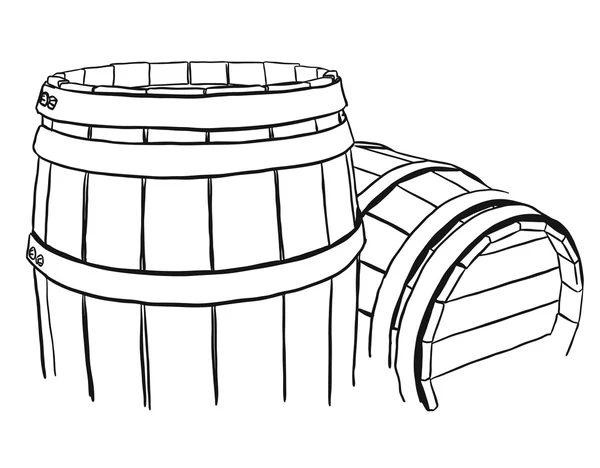 Two Vine Barrels Rough Sketched — Stock Vector