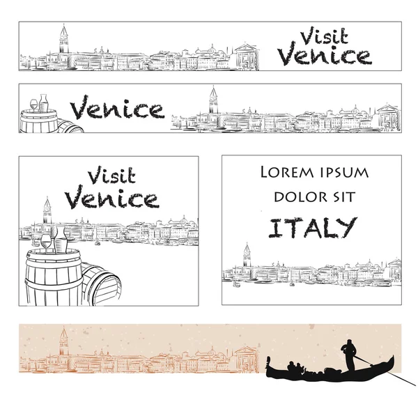 威尼斯在线营销横幅布局 — 图库矢量图片