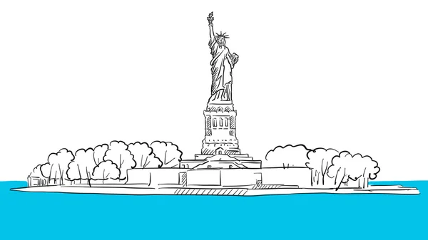 Statua szkic Areal Liberty Island — Wektor stockowy