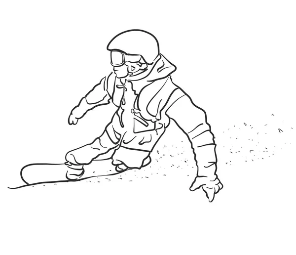 자유형의 Snowboarder가 걸립니다 곡선 스케치 — 스톡 벡터