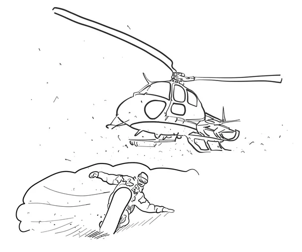 Snowboard y Helicóptero Doodle Sketches — Archivo Imágenes Vectoriales