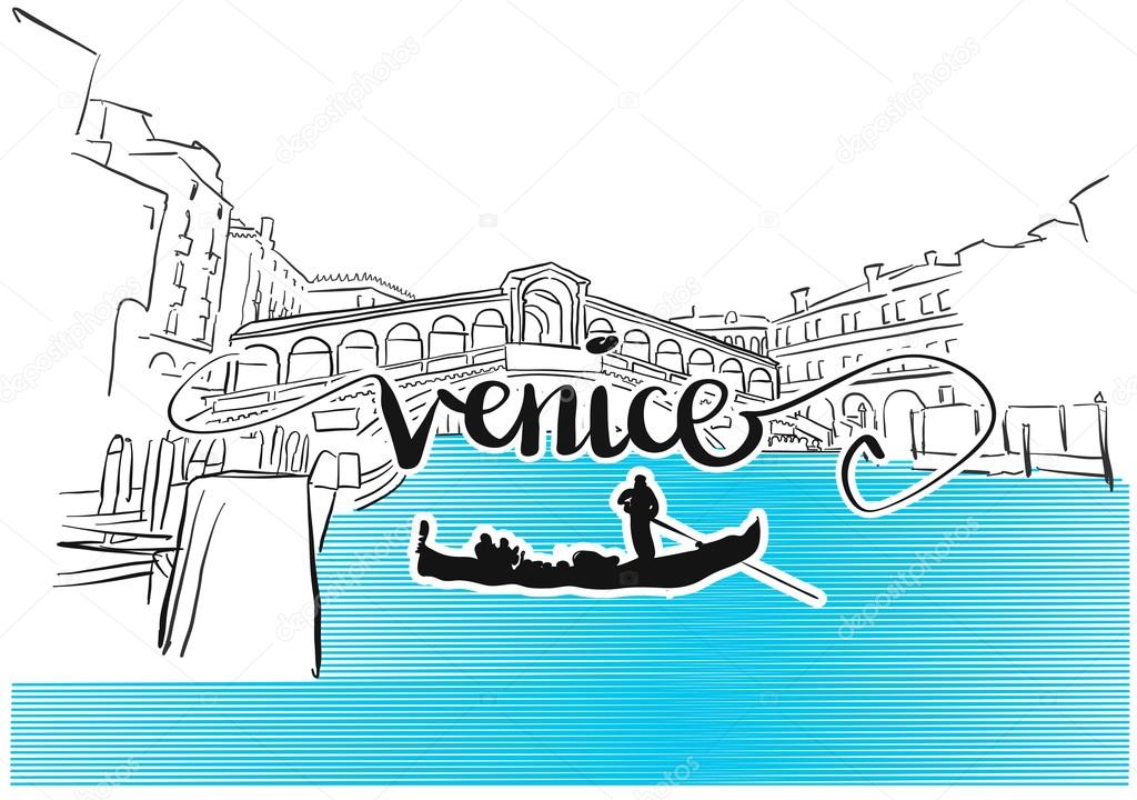 Famous Venice Rialto Bridge Greeting Card Design