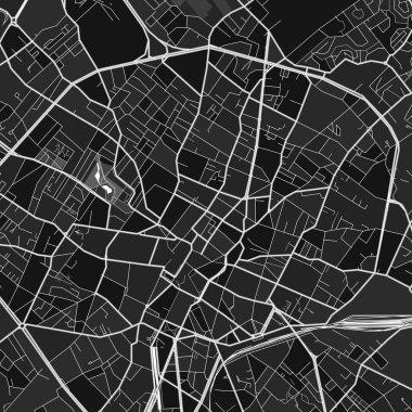 Tourcoing, Nord, Fransa 'nın şehir ve kırsal bölgeleri için ince gri renkleri olan karanlık vektör sanat haritası. Tourcoing haritasındaki grinin farklı tonları belirli bir şablona uymuyor.