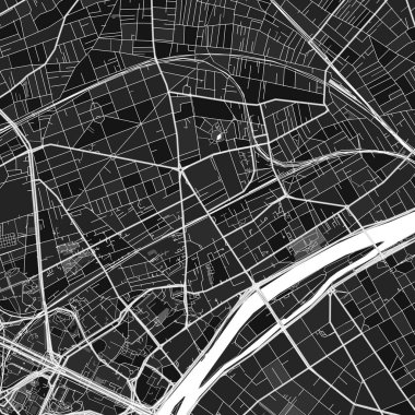 Courbevoie 'nin karanlık vektör sanat haritası, Hauts-de-Seine, Fransa şehir ve kırsal bölgeler için ince grilikler. Courbevoie haritasındaki grinin farklı tonları belirli bir şablona uymaz.