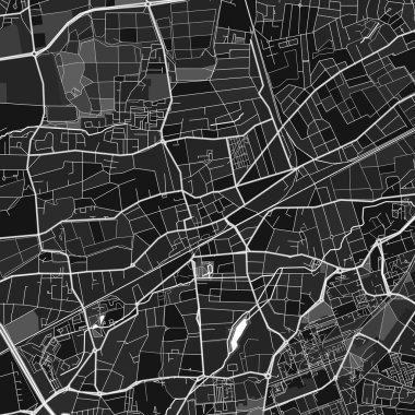 Pessac, Gironde, Fransa 'nın şehir ve kırsal bölgeleri için ince gri renkleri olan karanlık vektör sanat haritası. Pessac haritasındaki grinin farklı tonları belirli bir şablona uymuyor.