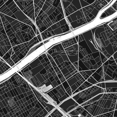 Clichy, Hauts-de-Seine, Fransa 'nın şehir ve kırsal bölgeleri için güzel gri renkleri olan karanlık vektör sanat haritası. Clichy haritasındaki grinin farklı tonları belirli bir şablonu izlemez.