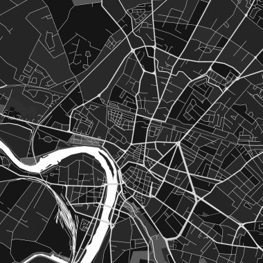 Montauban 'ın karanlık vektör sanat haritası, Tarn-et-Garonne, Fransa kırsal ve kentsel alanlar için güzel griler. Montauban haritasındaki grinin farklı tonları belirli bir deseni izlemez..