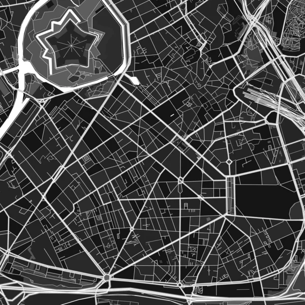 Tmavě Vektorová Umělecká Mapa Lille Nord Francie Jemnou Šedí Pro — Stockový vektor