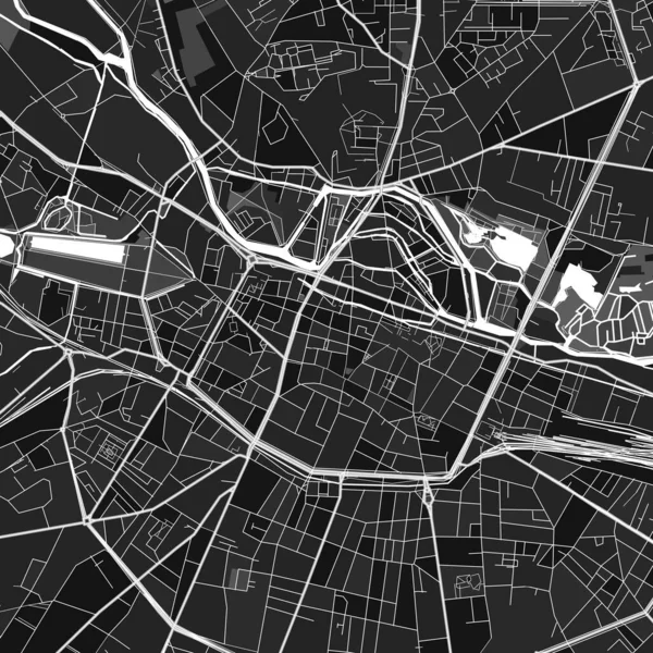 Mapa Arte Vetorial Escuro Amiens Somme França Com Cinzas Finas —  Vetores de Stock