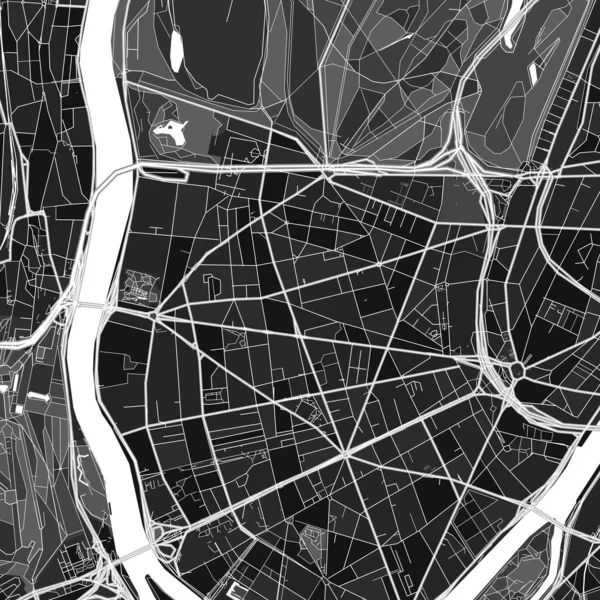 Dark Vector Art Map Boulogne Billancourt Hauts Seine France Fine — Stock Vector