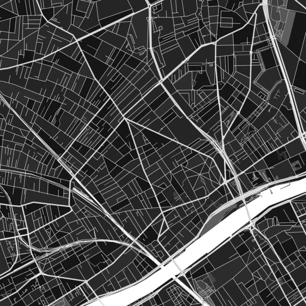 Asnieres-sur-Seine 'in karanlık vektör sanat haritası, Hauts-de-Seine, Fransa kırsal ve kırsal bölgeler için güzel griler. Asnieres-sur-Seine haritasındaki grinin farklı tonları belirli bir şablona uymuyor.